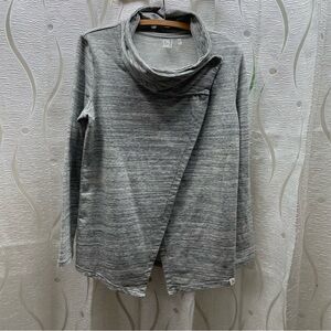 Danskin Pullover Womens Medium Gray Excellent Asymmetrical Cowl Neck Space Dye